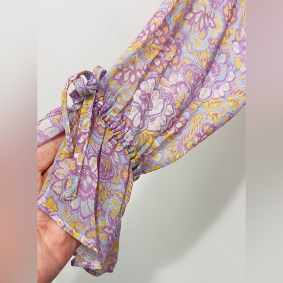 Ecru Theron Optional Off The Shoulder  Lilac Henna Floral Long Sleeve Bl… - Picture 6 of 8